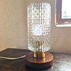 Mid-century Bedlamp Van Teak, Messing En Glas thumbnail 2