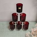 Vintage Luminarc Cavalier Glazen Ruby Red (6X) thumbnail 2