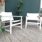Set 2 Deense Safari Chairs Vintage Design Fauteuil Tuinstoel thumbnail 5