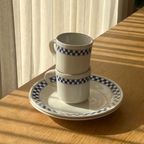 Set Of 2 Vintage 70S Checkered Blue Ceramic Plates thumbnail 3