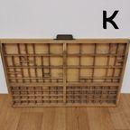 Brocante, Bruine Antieke Houten Letterbak, Wanddecoratie K thumbnail 5