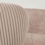 Vintage Fauteuils + Bank | Bankstel Roze Ribstof Nieuw Teak thumbnail 10