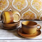 Vintage "grès De Rigny" Stoneware Kop & Schotels (5 Stuks) – Prachtig Frans Design thumbnail 2