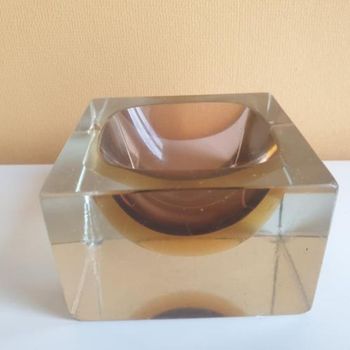 Flavio Poli Murano The Cube Glazen Asbak Vintage Design