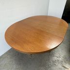 Vintage Eettafel Rond, Hout Verlengbaar 110 - 150 Cm Ø thumbnail 4