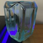 Uranium Glass Vase Blue 1970s thumbnail 4