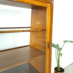 Fineer Toonbank, Winkel Vitrine Met Schuifdeuren, Vintage Vitrinekast thumbnail 15