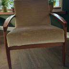 Vintage Fauteuil Teak Velours thumbnail 4