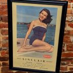 Originele Vintage Pin-up Reclame Poster Van Sinclair Olie️️⛽ thumbnail 4
