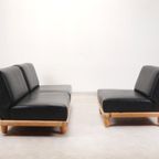 Brutalist Style Sofa Set In Black Leather thumbnail 3