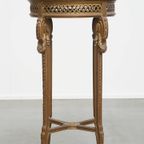 Antieke Franse Ronde Brocante Bijzettafel Met Een Goudkleurig Houten Frame thumbnail 5