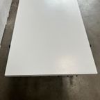 Vintage Salontafel, Wit Houten Blad Op Zwart Stalen Frame. 1970’s thumbnail 9