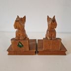 2 Vintage Boekensteunen Houten Hondjes Terrier Hond thumbnail 5