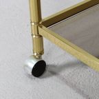 Vintage Barcart, Serveerwagen - Messing, Rookglas, Jaren '70 thumbnail 7