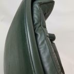 Vintage Groene Leren Fauteuil Op Wieltjes thumbnail 7