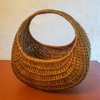 Vintage Round Mid Century Swedish Willow Basket Large thumbnail 4