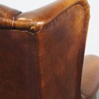 Karakteristieke En Tijdloze Vintage Schapenleren Oorfauteuil Met Mooie Kleuren thumbnail 15