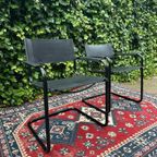 2X Zwarte Sledestoelen Mart Stam & Marcel Breuer 1980S thumbnail 2
