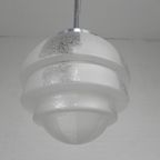 Art Deco Hanglamp Met Getrapte Glazen Bol, Jaren 30 thumbnail 7