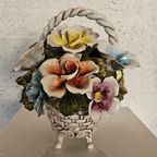 Bassano Ceramics Basket With Flowers, Italy 1950s thumbnail 15