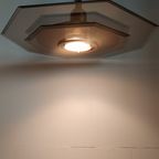 Vintage Verstelbare Octagon Massive Glazen Plafondlamp (geborsteld Messing) thumbnail 8