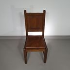 6 X Brutalist Solid Oak Chairs Mid Century thumbnail 24