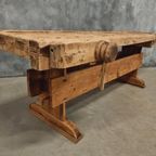 Antieke Werkbank Sidetable Keukeneiland 19E Eeuws 250 Cm thumbnail 15