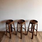 3 Rotan Bamboe Barkrukken Vintage thumbnail 6