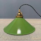 Groen Emaille Hanglamp Met Messing Armatuur thumbnail 10