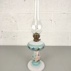 Antieke Handbeschilderde Opaline Olielamp thumbnail 2