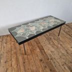 Mid Century Natuurstenen Tafel Met Zwevend Blad Design. thumbnail 6