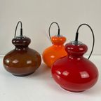 Midcentury Hanglamp Oranje Opaline, Chroom - Peill & Putzler thumbnail 9