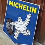 Stoer En Groot Dubbelzijdig Emaille Bord Van Michelin. thumbnail 5