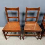 Set Van 6 Antieke Hollandse Eikenhouten Keukenstoelen thumbnail 25
