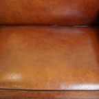 Unieke En Complete Set Van Twee Cognac Kleurige, Schapenleren Art Deco Fauteuils En Bank thumbnail 8