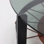 Brutalist Steel And Glass Coffee Table With Leather Magazine Rack 1950S thumbnail 7