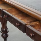 Grote, Unieke En Antieke Victoriaanse Engelse Eikenhouten Schrijftafel / Partner Desk thumbnail 8