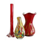 Vintage Murano Soliflorvaas Rood, Italie Jaren '70 thumbnail 4