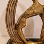 Artdeco Artnouveau Beeld Op Marmer Voet thumbnail 7