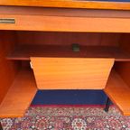 Retro Vintage Teak Fineer Mini Bureau, Bureautje, Desk, Kast thumbnail 4