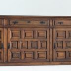 Spanish Brutalist Sideboard In Carved Solid Wood thumbnail 7