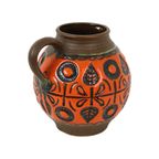 Zeldzame Oranje Bolle Vaas West Germany Aardewerk Wekara 1850-18 thumbnail 5
