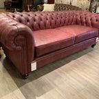 Showroommodel Burnley 3,5 Zit Chesterfield Oxblood Rood Vintage Leder thumbnail 2