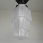 Art Deco Hanglamp Met Getrapte Glazen Kap, Jaren 30 thumbnail 12