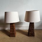 Set Van 2 Rotan Rieten Tafellampen Vintage thumbnail 10