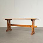 Scandinavian Modern Solid Pinewood Benches And Dining Table, 1970's thumbnail 13