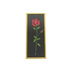 Vintage Geborduurde Rode Roos Met Steel Vergulde Houten Lijst 37X16Cm thumbnail 5