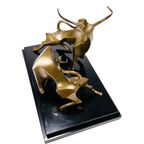 Bronzen Beeld “Fighting Bulls” Op Marmeren, John Mulvey 1978 thumbnail 10