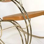 Vintage Schommelstoel Messing Bentwood Regency Stijl Design thumbnail 9