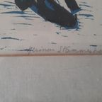 Linoneum Snede Ballerina Schilderij Gesigneerd Kunst Druk thumbnail 4